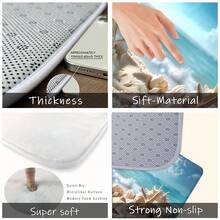 1pc Entry Door Mat, Beach Shell & Starfish Print Floor Mat, Non-Slip Absorbent Bathroom Rug, Soft Comfortable Easy To Clean Entryway Carpet, Suitable For Kitchen, Bathroom, Bedroom, Balcony Indoor Decoration Mat, Home Decor - Multicolor - View 3