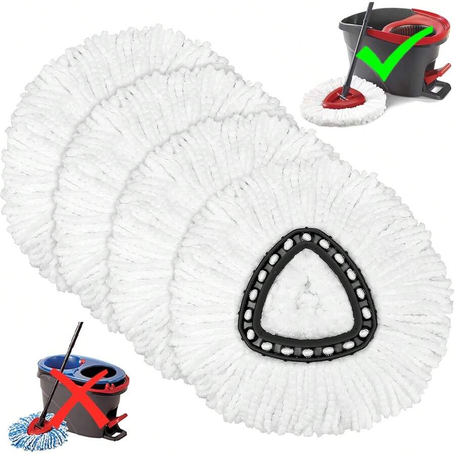 4 Pack Mop Heads Replacements For O-Ceda Easy Wrin Spin System, Microfiber Refills, Easy Cleaning Mop Repalce Head - kiểu dáng như hình ảnh - Xem 1