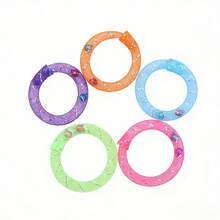 6 PCS Random Color Cat Mesh Ring Toys With Bell, Interactive Plastic Spring Tube Rings For Indoor Cats Kittens, Chewable Teething & Boredom Relief Cat Toys - View 5