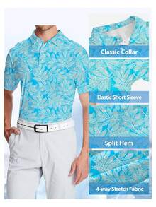 Golf Shirts For Men Printed Performance Moisture Wicking Short Sleeve Dry Fit Polo Shirts Men's Clothes Fashionable And Casual Full-Width Color Printed Shirt, Comfortable To Wear, Cool And Breathable, Suitable For Daily Wear, Travel, And Parties, It Is Your First Choice. - Nhiều màu - Xem 4