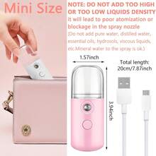 Nano Facial Mister Handy Nano Mist Sprayer 30ml Visual Water Tank Portable Face Steamer Mini USB Mister For Lash Extensions, Skin Care, Makeup(White, Light Pink, Blue, Pink) - White - View 5