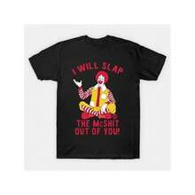 Men's Summer T-Shirts, Funny Graphic Tee With The Phrase "I Will Slap The Mcshit You", 100% Cotton, Soft Crew Neck, Black T-Shirt With Red And Yellow Details, Humorous Short Sleeve T-Shirt For Summer Outdoor Activities, Sizes S-3XL, Durable Fabric T-Shirts, Vibrant Black Color -1 A79 - 黑色 - 查看 12