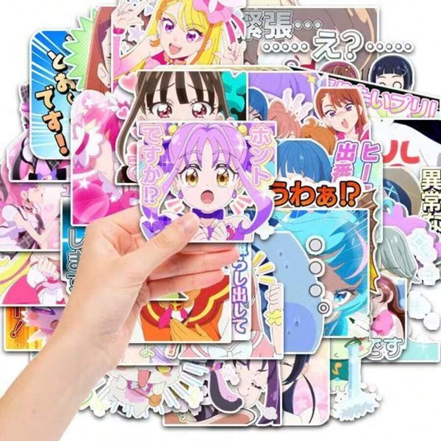 40張 You And Idol 美女卡通貼紙組，INS風，適合學生、小孩、男孩、女孩、成人，可用於貼紙交換、收藏、文具、手帳DIY，手機殼與筆記本裝飾，DIY裝飾手機、筆電、行李箱、水壺、滑板、筆記本與吉他，節日禮物、生日禮物、開學禮、畢業禮、派對小禮，韓系印章、糖果滴落、曬傷貓