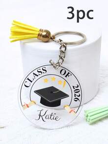 1/3/5pcs Personalized Acrylic Graduation Keychain, Custom Name, Text & Class Year Key Ring, 2D Flat Acrylic Pendant, Graduation Keepsake Gift For Him & Her, Senior 2026 Party Favor, Backpack Charm, Memorial Souvenir, Custom Graduation Gift - Normal - View 11