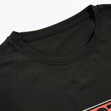Short-Sleeved T-Shirt With "Just Let Me Stim Bruh" Text Print, Ideal For Wearing At Home, On The Street, In The Park, On A Date, At A Casual Event. Regular Fit, Casual Style, Comfortable And Breathable. - 黑色 - 查看 3