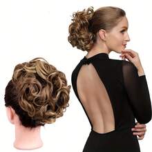 Extensión de cabello corto, rizado y despeinado, tipo coleta, fácil de colocar con peinetas elásticas, coleta con clip, coletero, moño, postizo, peluca, extensiones de cabello. - I9 - Ver 5