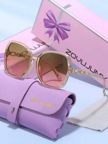 ZOVUJUMY Classic Black Frame Sunglasses, With Hoop Arm Design, Rhinestone Embellished, Versatile For Commuting And Driving, Large Frame Flatters Face Shape, Suitable For All Face Types - Multicolor - View 2