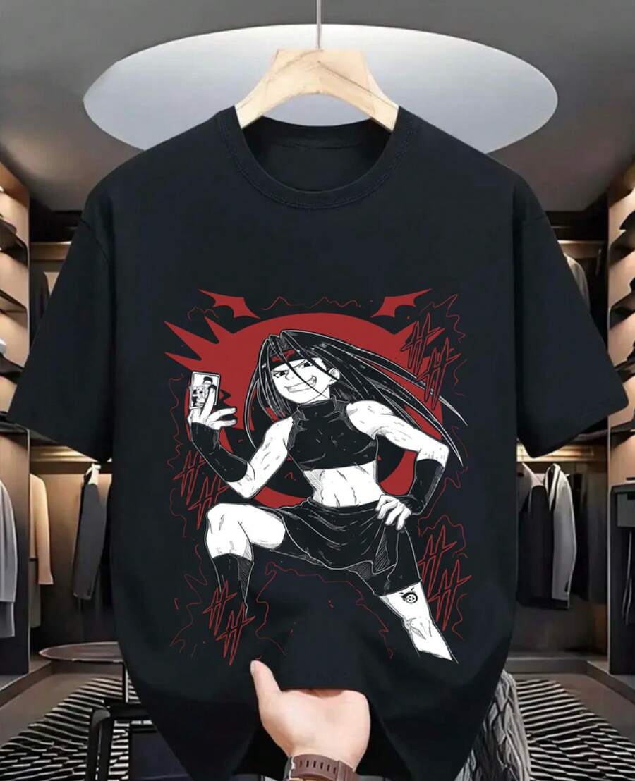 Camiseta Madara Uchiha, camiseta de tira de manga de anime manga, camiseta gráfica - Negro - Ver 1