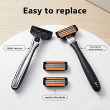1 Zinc Alloy Handle 4 Blade 4 Layer Blade Safety Razor, For Men And Women, Suitable For Travel, Hairdressing, Home Use - Multicolor - View 10