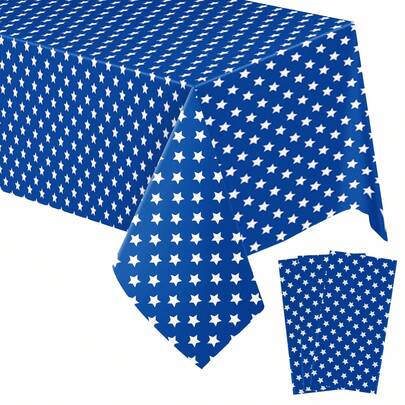 Bộ trang trí tiệc Ngày Độc lập tháng Bảy - 3 món/bộ, kích thước 54*108 inch, chủ đề Ngày Độc lập, thích hợp cho trang trí Ngày Độc lập, khăn trải bàn nhựa dùng một lần - Hoàn hảo cho lòng yêu nước Mỹ và trang trí ngày 4 tháng 7.