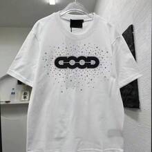 American-Style Rhinestone Short-Sleeved T-Shirt, Just Like The One Worn By Lao Bai And Wang Su-Long, With 3D Rhinestone Print, Couple T-Shirt For Men And Women. - 黑色 - 查看 1