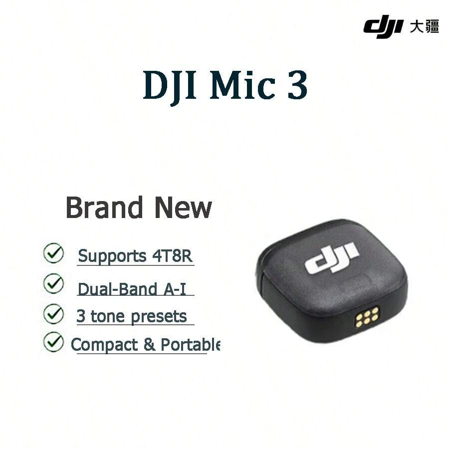 DJI Mic 3(发射器)高级迷你无线麦克风,适用于采访、直播、视频录制、Vlog,带降噪领夹式麦克风,可通过蓝牙直接连接智能手机摄像头,官方标准配置(不含Lightning连接器) - 查看 1