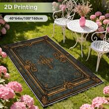 Cashmere-Like Dark Brown Vintage Book Cover Pattern Printed Outdoor Rugs, Exquisite Carpet, Soft & Stylish, Versatile Decorative Style. Suitable For Various Settings Such As Home Decor, Room Deocr, Motorhomes, Terraces, Porchways, Balconies, Backyards, And Picnics. Easy To Clean And Machine Washable. Available In Multiple Sizes. - A - View 8
