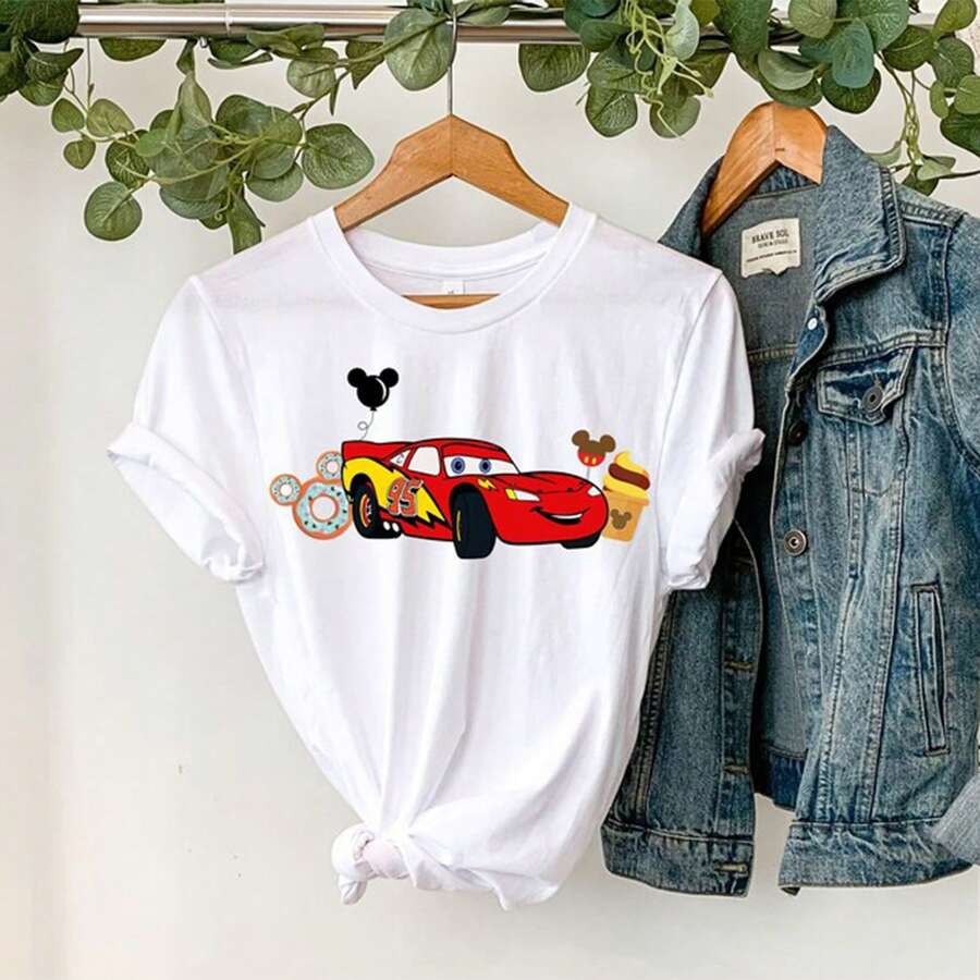 Disney Cars Shirt, McQueen Shirt, Disney Snack T-Shirt, Disney Group Matching, Lightning McQueen, Disneyland Trip, Disney Toodler, Youth Tee -- Disneys Disneyland Paris The Magic Kingdom Disneyesque B6Holiday Gifts Valentine's Day Gifts Earth Day Gifts Oktoberfest Gifts Summer Bank Holiday Gifts - trắng - Xem 1