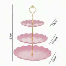 1/5pcs Plastic Cake Stand Dessert Plate Set, 2-Tier/3-Tier Dessert Display Rack, Round Multi-Layer Tray Suitable For Birthday, Wedding, Party - Multicolor - View 7