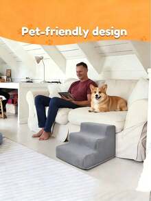 3-Tier Pet Stairs, Suitable For Dogs And Cats, Non-Slip Foam Dog Steps, Removable Washable Bed/Sofa Pet Ramp, 34x40x30cm, Suitable For Small Dogs And Elderly Pets - Multicolor - View 9