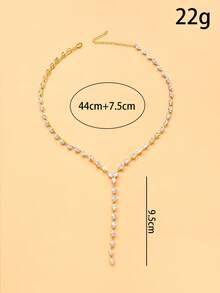 1 pieza Collar en forma de lágrima con circonita, adecuado para uso diario - Dorado - Ver 3