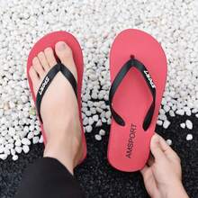 New Summer Men's Comfortable Lightweight Slippers, Casual Beach Flip Flops, Non-Slip Sandals - Red - View 4