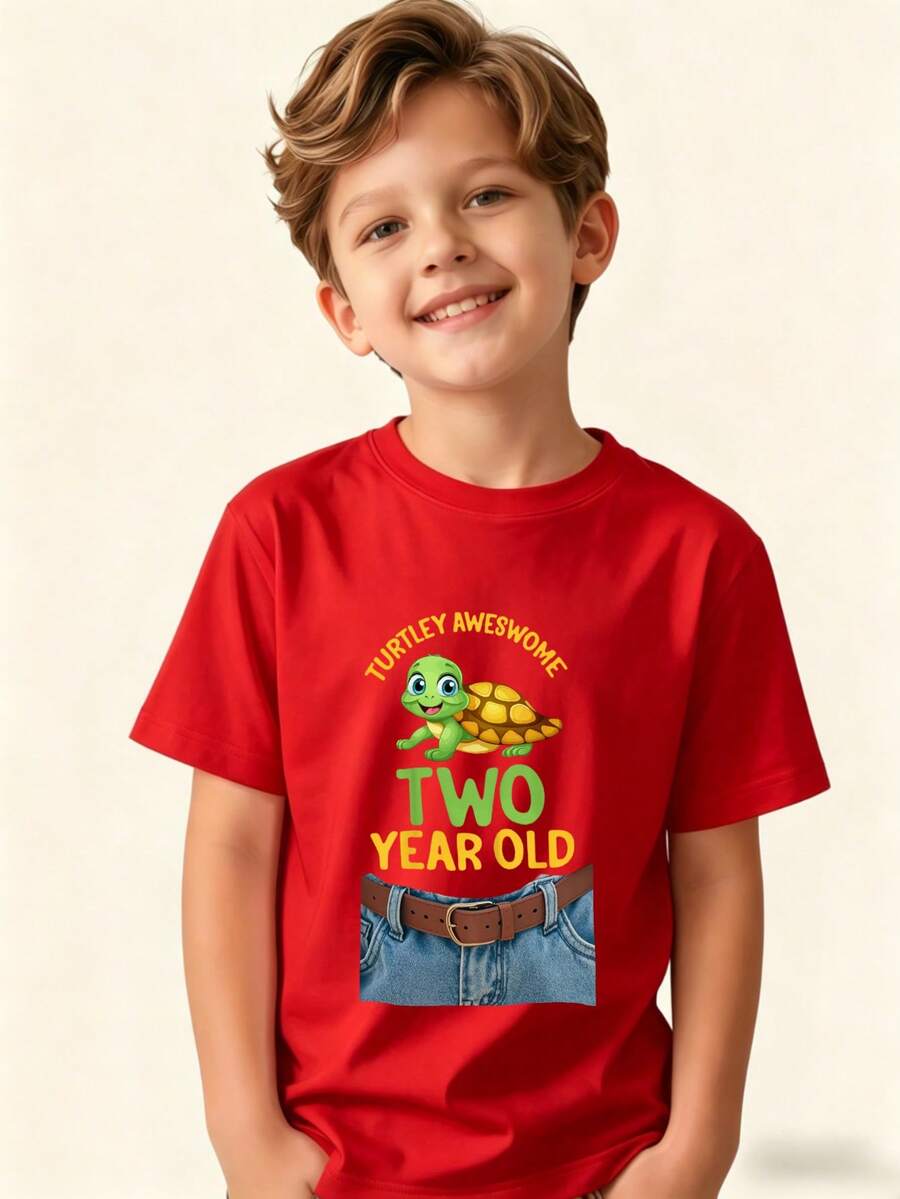 Amazing Two-Year-Old Turtle Kids T-Shirt - Red - View 1