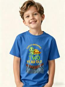 Tortuga Dos Años Increíble Camiseta para niños - Azul - Ver 7