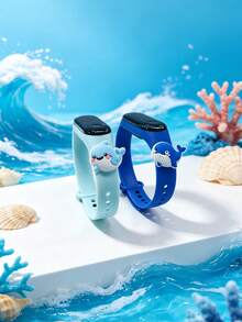 2件装青少年最爱海洋系列LED电子手环，浅蓝色海豚和深蓝色鲸鱼吊坠，可显示时间、日期、秒表，适合返校、生日、圣诞节等场合作为礼物赠送。 - 彩色 - 查看 9