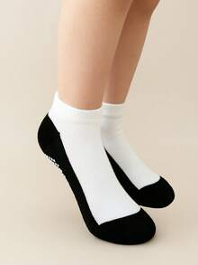 5 Pairs Kids' Breathable Mesh Ankle Socks With Non-Slip Bottoms, Contrast Color Black Boys' Socks, Girls' Summer Socks, Short Socks, Indoor/Outdoor Casual & Sports Socks - Multicolor - View 5