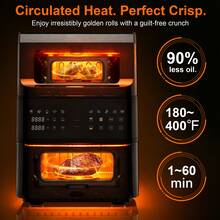 12L Large Capacity Vertical Dual Basket 1700W Air Fryer, 2-Tier Independent Cooking Design, Fast Hot Air Circulation, Oil-Free Healthy Fryer, Multi-Function Kitchen Cooker For Home Family Daily Use - 美規A型插(110-127V) - 查看 7