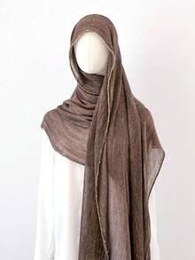 1pc Metal Chain Edge Short Tassel Scarf, Soft Lightweight Daily Shawl Scarf Headscarf, For Party, Travel, Office, Wedding Gift - Multicolor - View 15