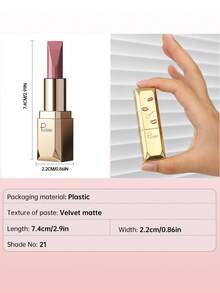 Pudaier 1pc Pink Nude Waterproof Non-Fading Lipstick, Suitable For All Skin Tones, Perfect Valentine's Day Gift For Her - 21 - View 8