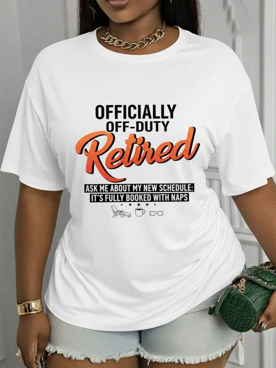 Women's Casual Short-Sleeve Graphic Tee, Perfect For Retirement. It's Stylish, Versatile, And Comfortable For Any Time Of Year. Machine Washable And Makes A Great Holiday Gift. - 白色 - 查看 1