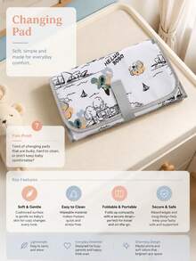 1pc Foldable Portable Baby Diaper Changing Pad, Multifunctional Diaper Changing Station - Multicolor - View 4