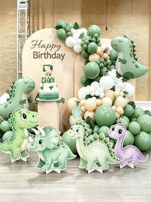 4pcs/1pc Large Dinosaur Cardboard Hollow Decoration, Dinosaur Birthday Party Backdrop Standee Yard Sign, Cute Dinosaur Photo Booth Prop, Party Supplies - Multicolor - View 4