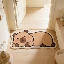 1pc Cute Capybara Plush Carpet - Cartoon Water Rat Sleeping Shape Bedside Rug, Brown Series Asymmetric Non-Slip Mat, Washable For Living Room, Sofa, Bedroom, Study, Balcony, Entryway, Area Rug, Home Decor, Holiday Decoration - Multicolor - View 2
