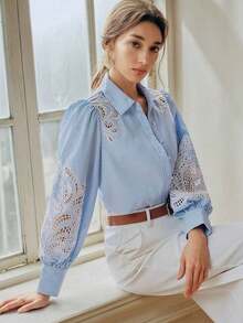 Women Blouses & Shirts - Blue - View 5