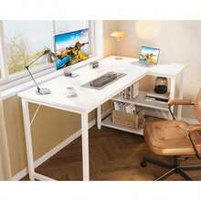 sdfsgfhgAODK game table computer table with shelves study table l-shaped table storage table table width 100 pc table desk desk home office for work simple assemblydsfhgsh - 写真の通り - チェックする 7