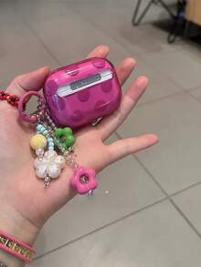 Pitaya Pink Polka Dot Silicone Soft Case For AirPods 4, Pro 3, Pro 2, Sweet Style For AirPods 3 Bluetooth Earphones - Hot Pink - View 2
