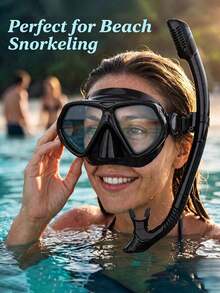 1 Set 6 Color Options Diving Mask + Snorkel, Professional Snorkeling 2 Pieces Set, Silicone Diving Mask With Large Frame, Dry Top Snorkel, Suitable For Men And Women - Multicolor - View 3