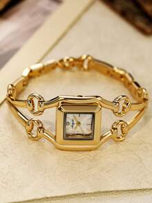 Elegant And Exquisite Women's Quartz Watch, Featuring An Asymmetrical Gold Design - Gold - View 6