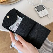 多功能日式短款女用便攜折疊零錢包 時尚按扣小錢包 PU 三折女用錢包 - 彩色 - 查看 9