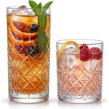 Set De 12 Vasos De Vidrio DiseñO Timeless, 6 Piezas De 475ml Y 6 Piezas De 345ml Transparentes Elegantes Para Agua, Cerveza, Jugo, Whisky, CóCteles, Bebidas FríAs - 1 - Ver 1