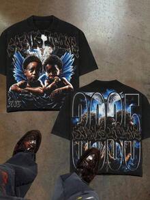Unique Design Godspeed 777 Born  Printing Grunge Style, Street Clothes, Christianity Clothing, Large T-Shirt, Jesus Shirt, Graphic Y2K Shirt - Black 5 - View 7