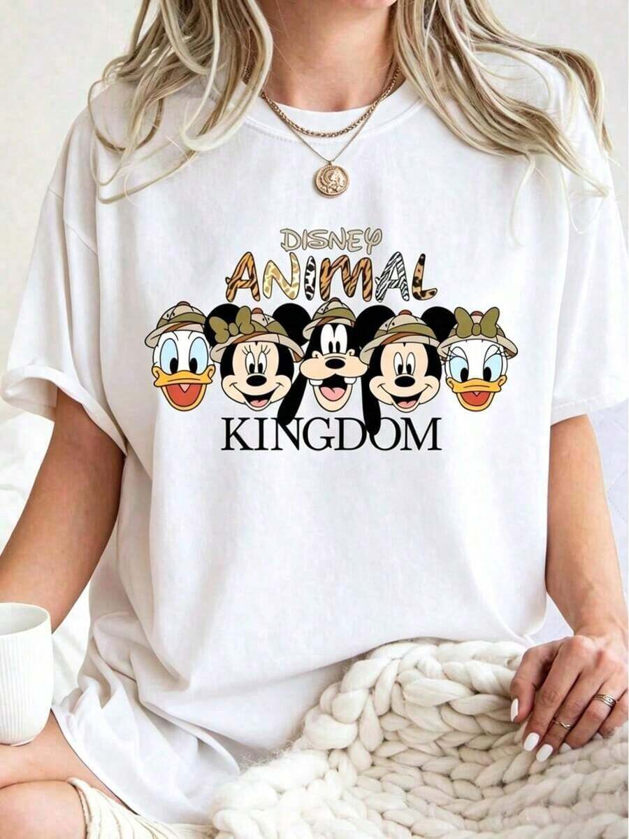Disney Cartoon Animal Kingdom Adventure Wind Printed T-Shirt, Suitable For Daily Wear, Easy To Wear In Summer, Micro-Elastic, Soft Round Neck Casual Daily Shirt, Round Neck Summer Sweatshirt, Both Men And Women, Loose Version, Holiday Gift. --Disneys Disneyland Paris The Magic Kingdom Disneyesque The House Of Mouse Mickey Mouse Empire Modest Summer Outfits Take That T Shirt Summer Coord Tops For Women Summer Summer Clothes Women Summer Clothes Summer Tops Summer Tops Women Summer Co Ord Summer Top Summer Outfits White Top Black Top Holiday Outfits For Women Tops For Women Summer Holiday Gifts Valentine's Day Gifts Earth Day Gifts Oktoberfest Gifts Summer Bank Holiday Gifts - trắng - Xem 1