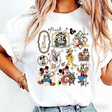Authorized By Disney. Mickey Mouse) The Retro Illustration Style Presents The Pirate Style Of All Mickey Family Members, With Classic Elements Such As Pirate Ships And Treasure Chests, With The Word "Pirate" Printed On It, And A Group Of Elegant Ladies And Ladies Pure Cotton T-Shirts. The Fabric Is Soft, Comfortable, And Breathable, Suitable For Daily Wear, Shopping, Travel, Parties, And Home Use. Men's And Women's Clothing, As Well As Lovers' Clothing, Are Also Suitable As Exquisite Gifts. Every Woman Should Have One. - trắng - Xem 6