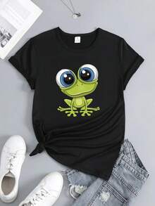 Damen-T-Shirt aus 100% Baumwolle, Kurzarm-T-Shirt mit niedlichem Prinzen-Frosch-Druck, lässige Frühlings-/Sommermode, Damenkleidung für den Junggesellenabschied 2026 - Weiß - Übersicht 8