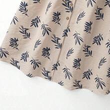 Vestido de mujer con cuello redondo, sin mangas, con estampado botánico y botones delanteros - Blanco - Ver 9