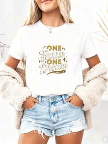 "One Team, One Phrase, One Dream" T-Shirt - Pure Cotton - 白色 - 查看 4