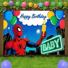 2pcs Marvel Spider-Man Birthday Backdrop Superhero Happy Birthday Party Banner Outdoor Garden Yard Grass Photography Background Wall Hanging Decoration Theme Party Photo Booth Props Studio Backdrop For Fans Celebrations Indoor Room Decor - Nhiều màu - Xem 6