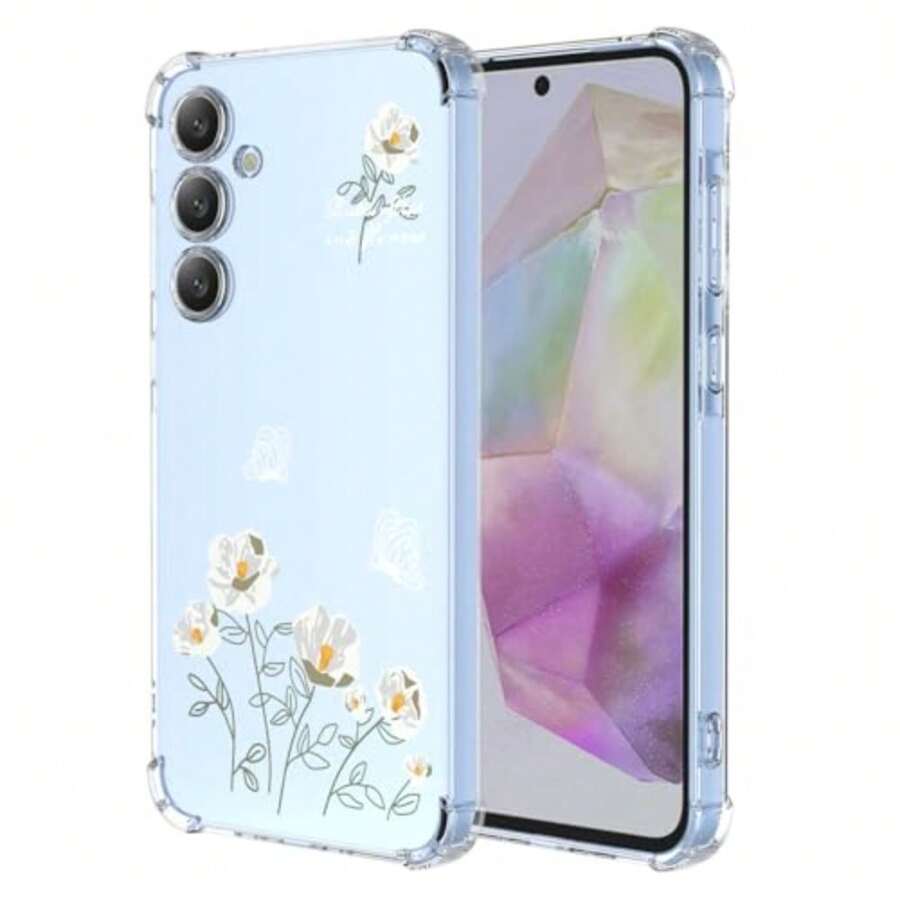 Case For, Transparent Case With Aesthetic Butterfly And Flower Designs, Anti-Yellow Soft Silicone Slim Anti-Shock Anti-Scratch TPU Bumper Case - 三星 Galaxy A35 - 查看 1