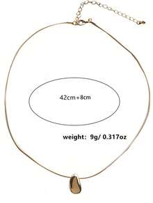 1 pieza Collar de corazón asimétrico geométrico hecho a mano de aleación de zinc - Amarillo Oro - Ver 5