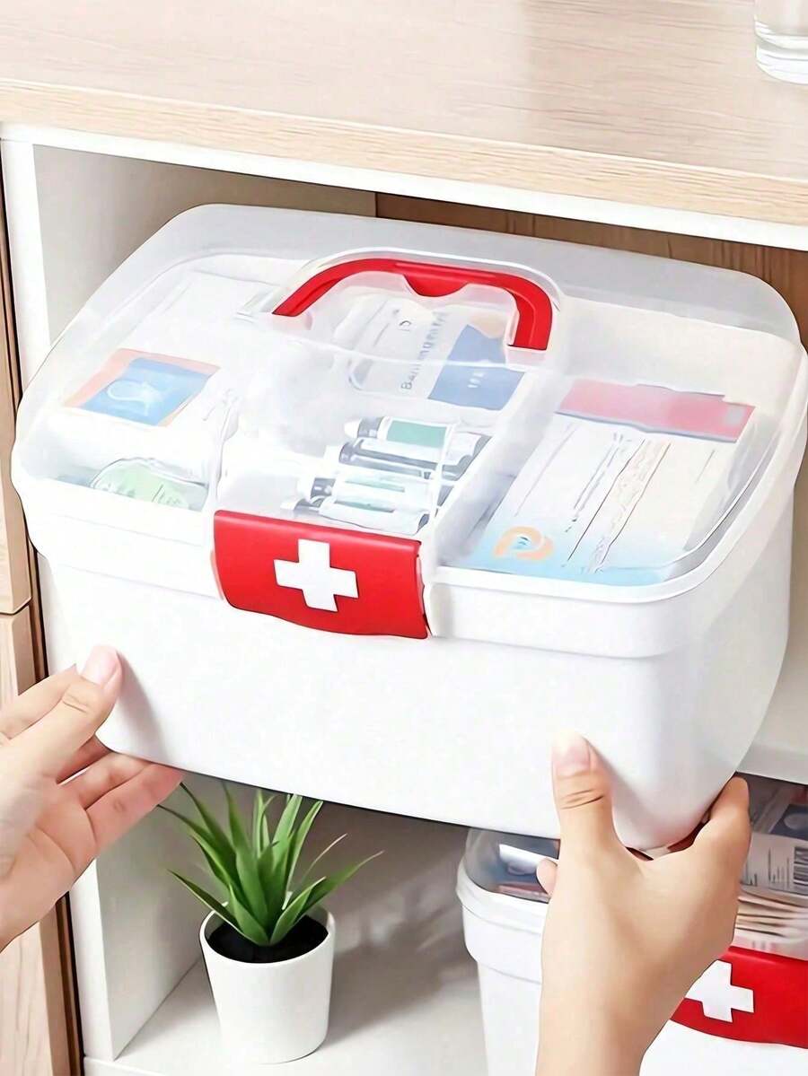 1個 PC (21*14*13cm) 多層家用藥盒，便攜式分層藥盒，便攜式急救箱，家用分層收納盒，密封藥盒，旅行藥盒，旅行分層盒，防潮小藥盒，便攜式日常藥盒，藥盒，維生素藥盒，完美的居家與旅行配件，適合旅行、返校、露營、出差、戶外旅行用品